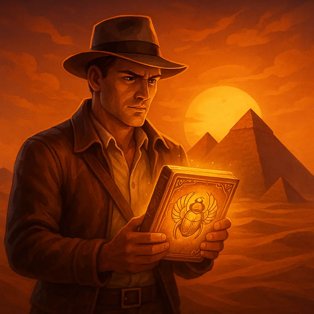 Book of Ra slot artwork with ancient Egyptian explorer